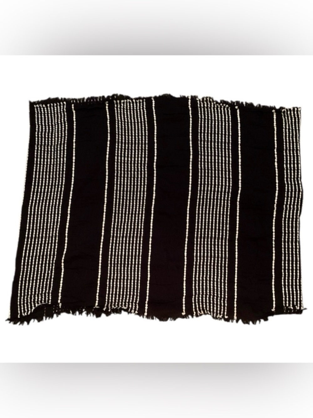 Striped Woven Black White Textured Infinity Scarf Christmas Winter Pictures Boho
